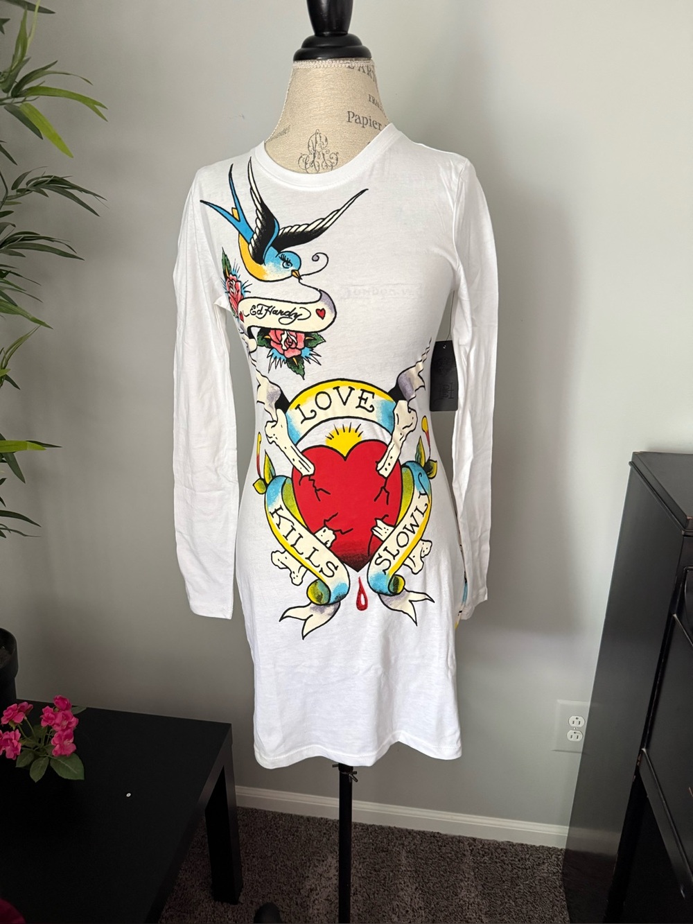 Ed Hardy dress size large women Christian Audigier Y2K vintage new tags